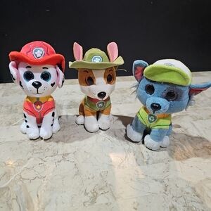 Ty Paw Patrol Set Of 3 Plush Stuffed Animal Toys Marshal, Everest, Tracker‎